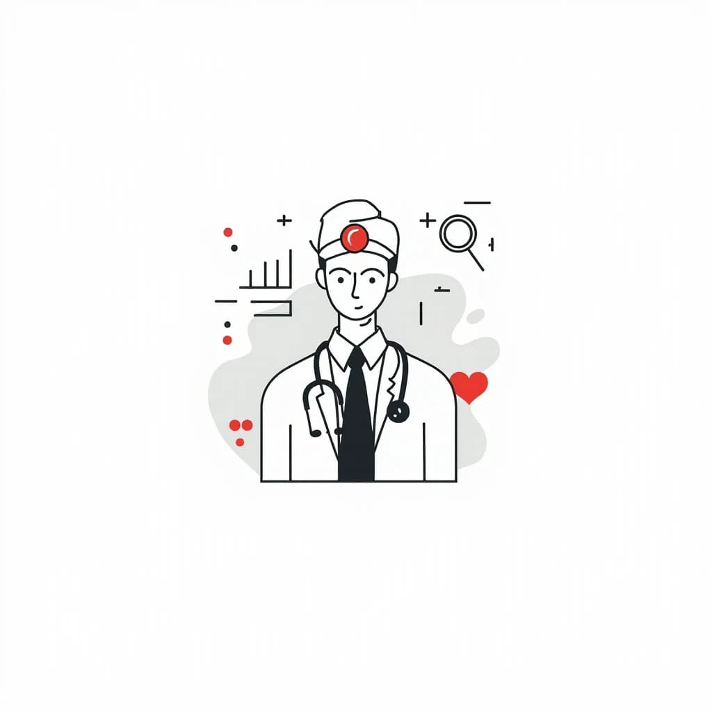 SEO für Ärzte: Arztfigur mit Stethoskop und Wachstumsdiagrammen