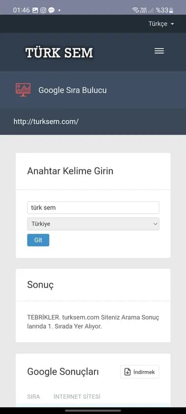 SEO Sıra Bulucu uygulaması ekran görüntüsü 4