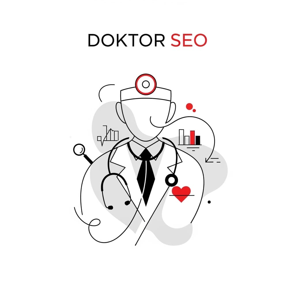 Doctor SEO: a physician figure with a stethoscope and growth charts