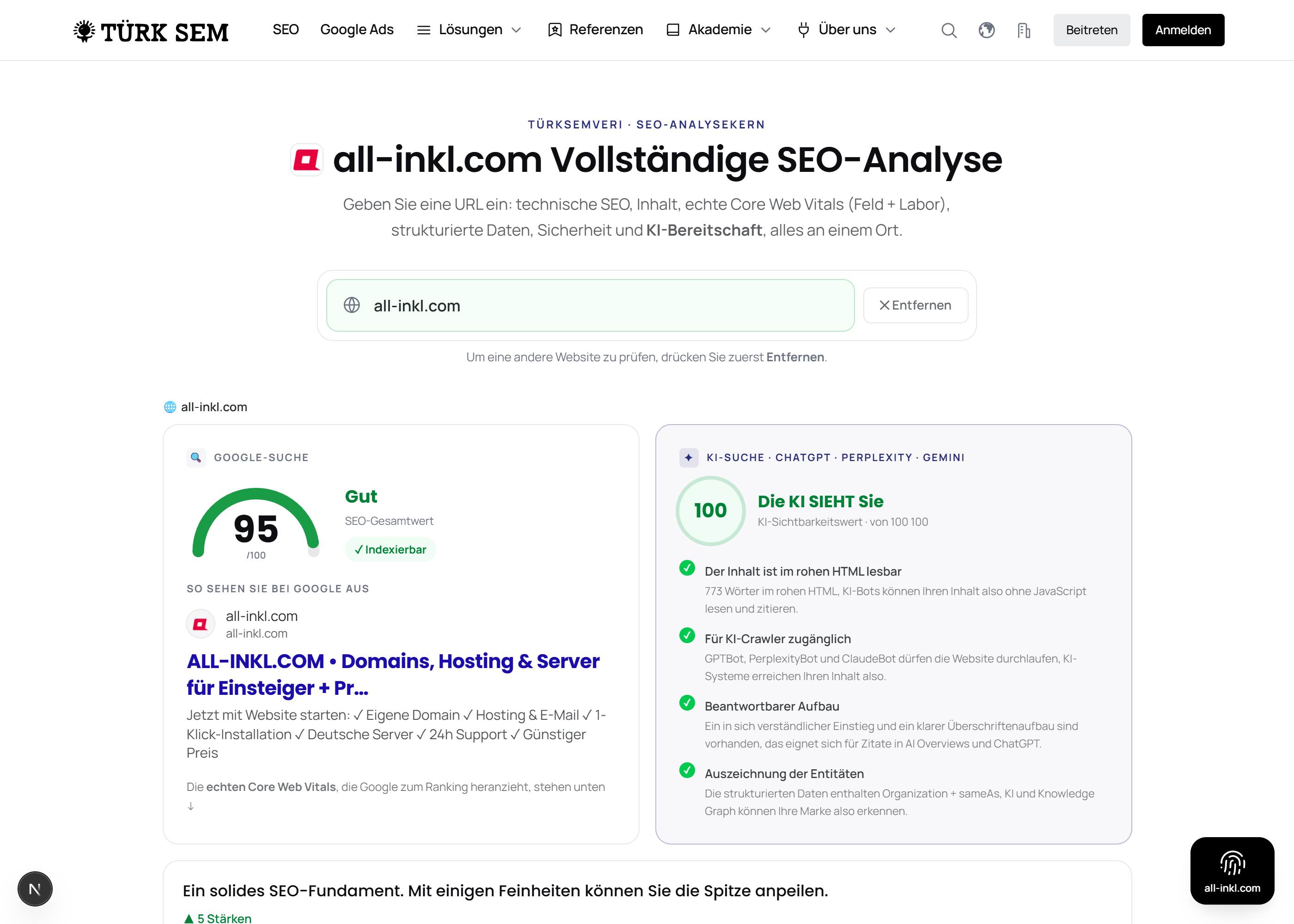 All-Inkl measurement: TTFB 617 ms, HTTP/2, data center Neusalza-Spremberg